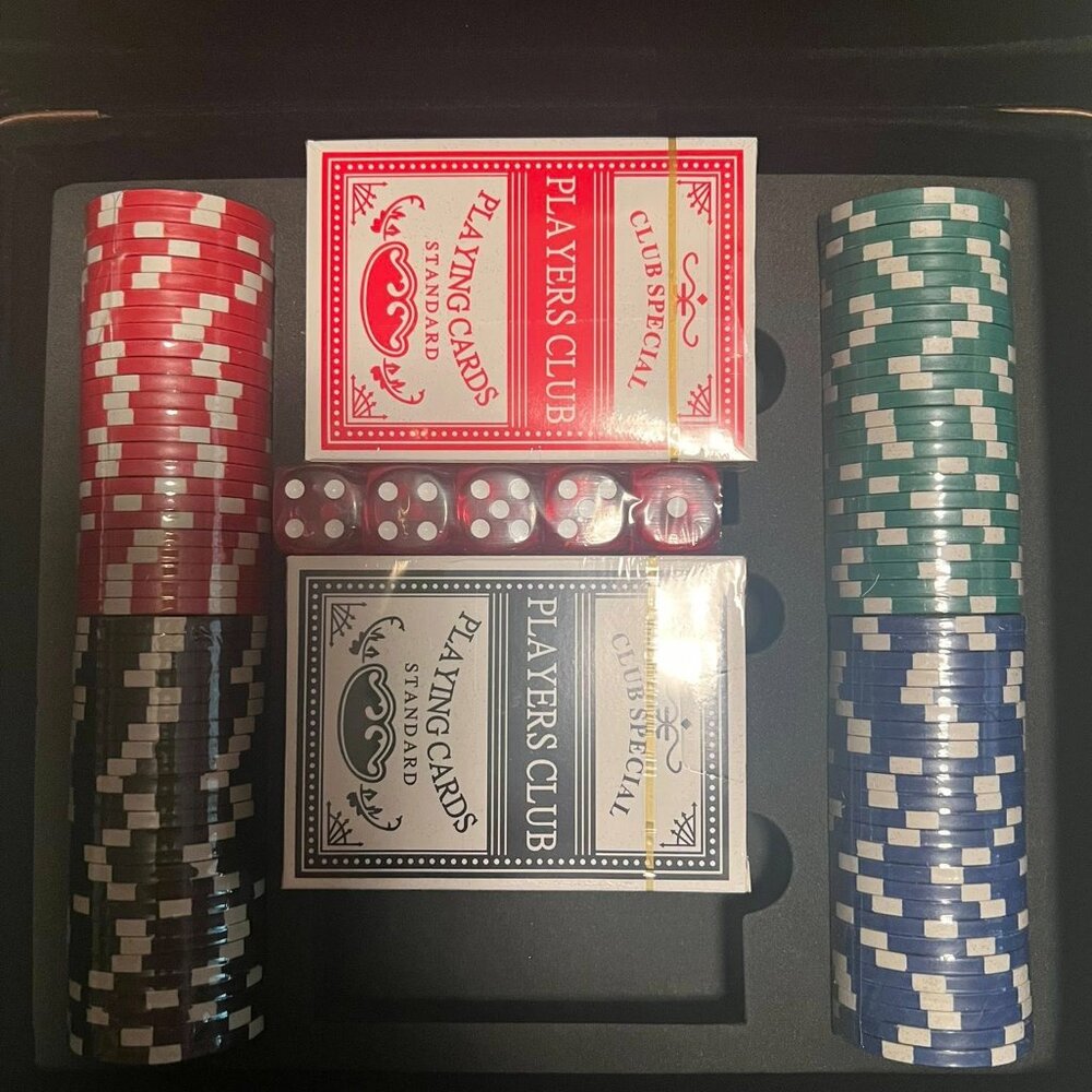 Poker Case with poker chips & cards NEW